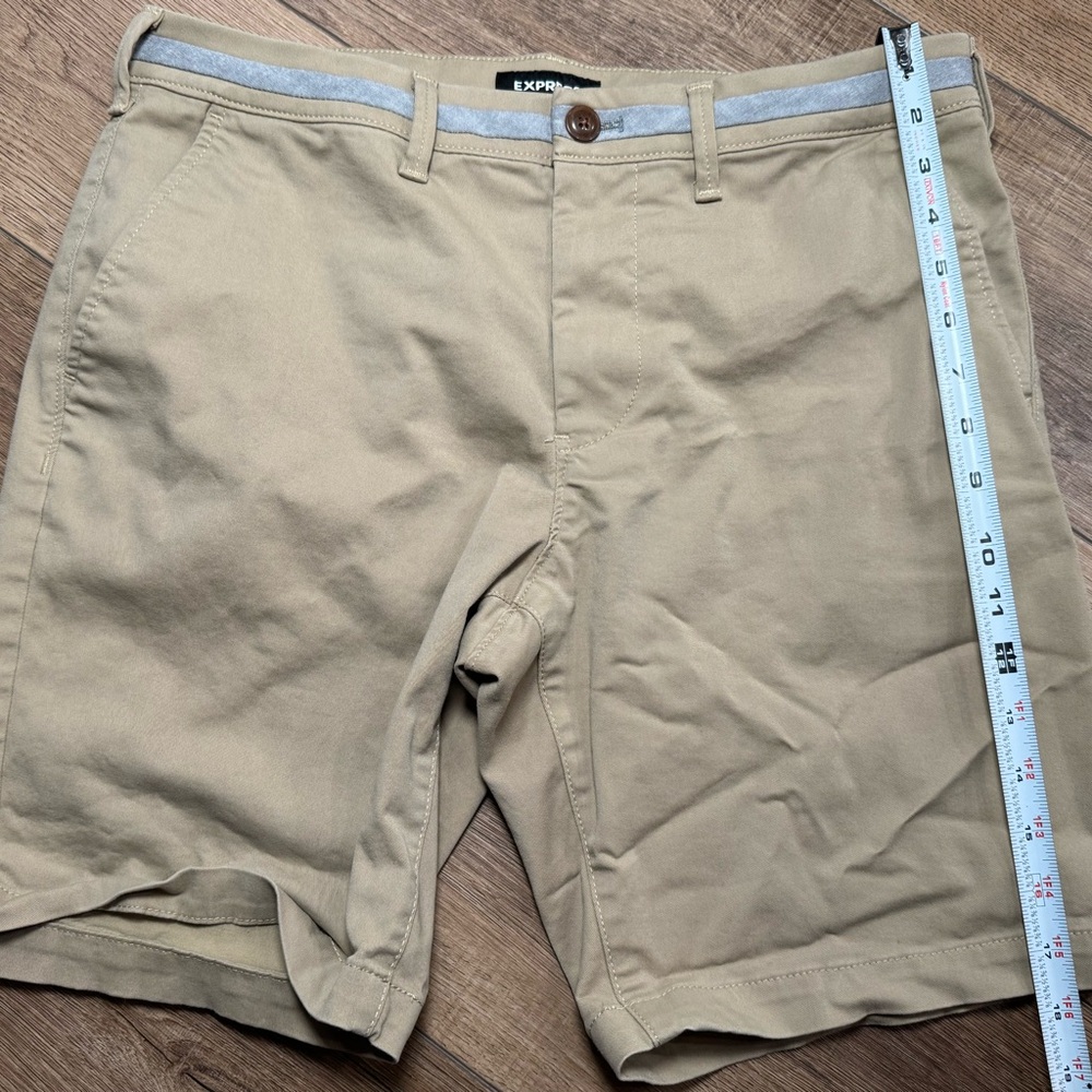 Express Khaki Flat Front Shorts